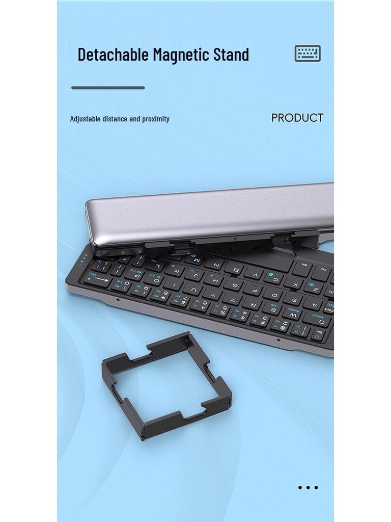 Portable Bluetooth Aluminum Alloy Folding Keyboard with Universal Phone/Tablet Stand, Silent Typing & USB-C Charging