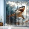 Sea Life Shower Curtain, Washable Shark Pattern Printed Shower Curtain Waterproof Bathroom Decoration 180x180cm