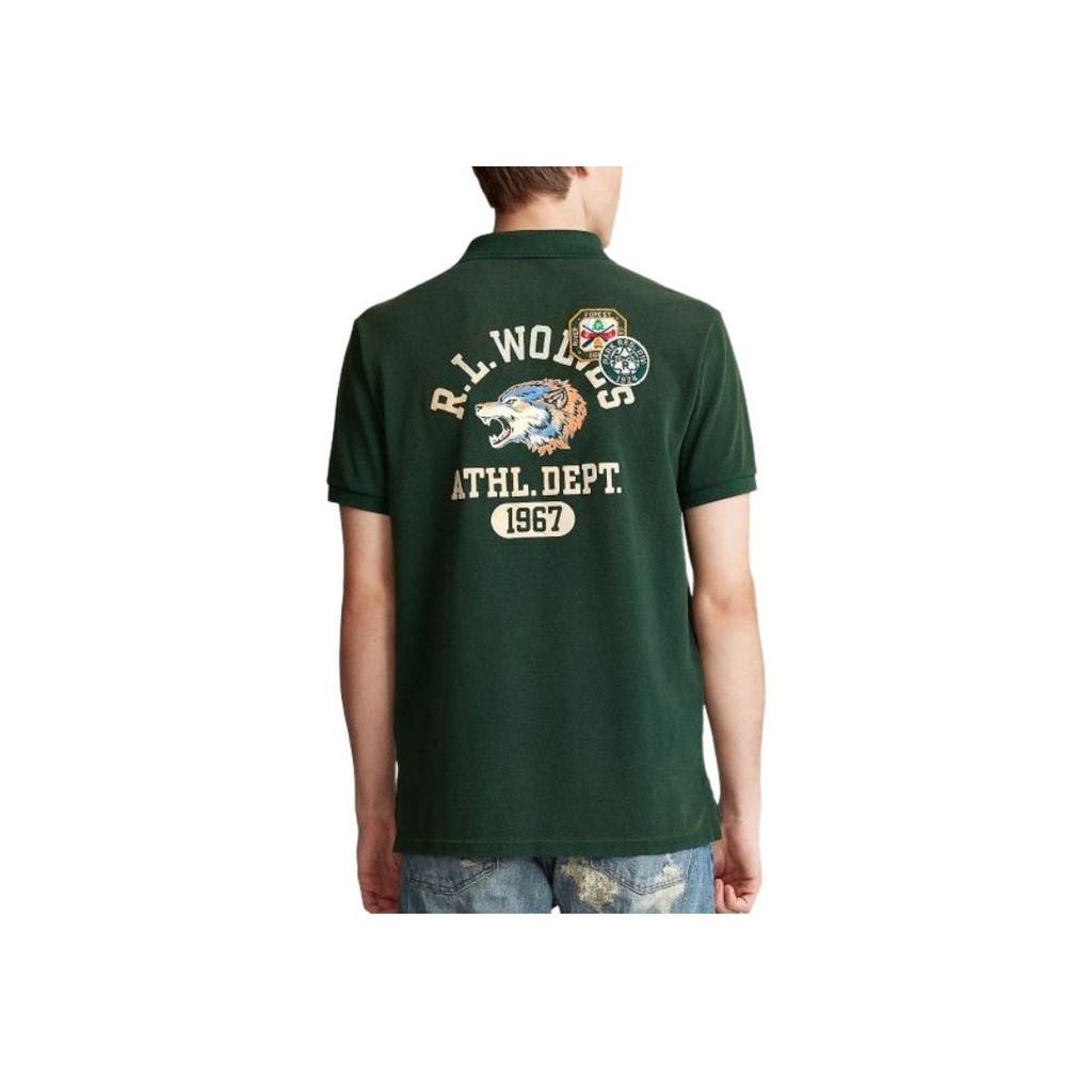 Polo Ralph Lauren Letter Logo Pattern Embroidered Pullover Short Sleeve Polo Shirt Men Tops Green 710838841-001