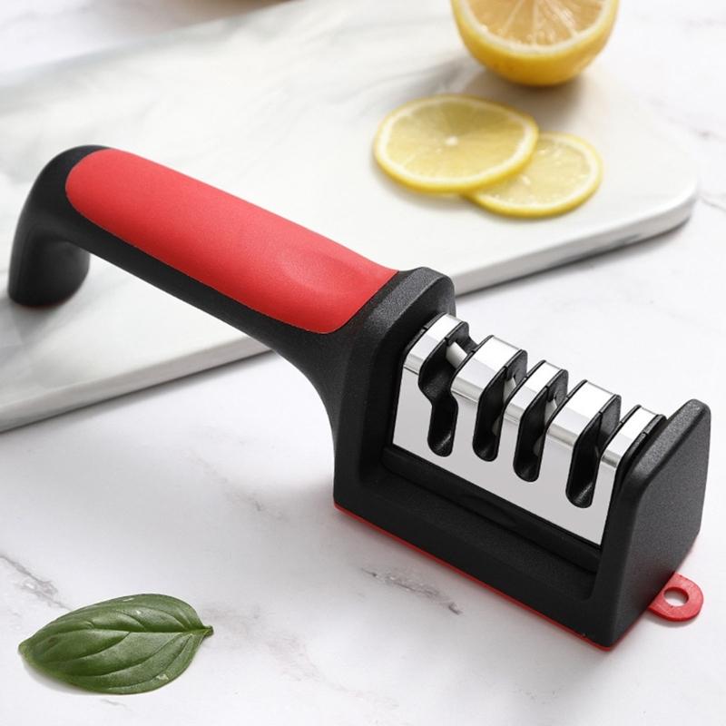 Practical Kitchen Blade Sharpener Tool Ergonomic Handle Nonslip Feet Ceramic Steel Construction For Fast Brims Restorations