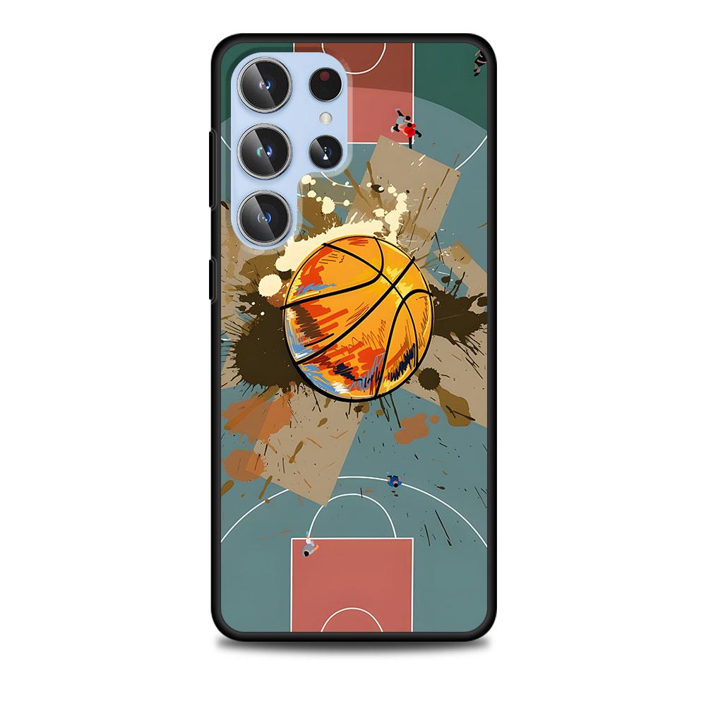 Basketball Korb Sport Hülle für Samsung Galaxy S23 S21 S20 FE S24 S22 Ultra S10 S10e S9 Plus Weiche Schwarze TPU Handyhülle Bumper
