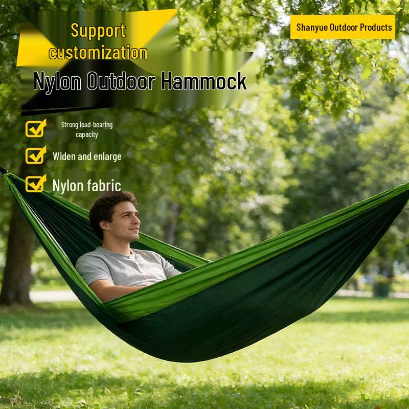 Nylon Parachute Cloth Hammock: Outdoor/Indoor, Color Block Design, Single/Double, Leisure Swing