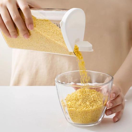 360-Degree Rotating Grain Dispenser Dry Food Storage Bin with Lids Cereal Dispenser with 6 Sealed Containers for Rice Flour Oats Pantry Countertop