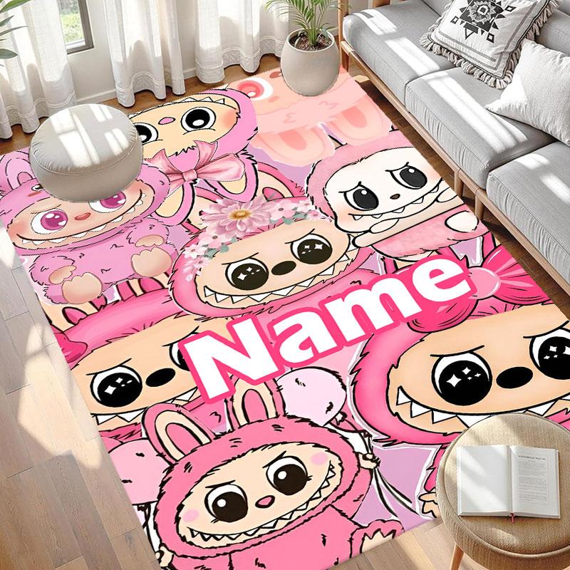 Custom Name Personalized Labubu Print Carpet, Versatile Home Decor Rug, for Playroom, Apartment, Balcony, Entryway, Hallway Gift