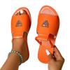 Außenhandel Damensandalen mit flacher Sohle in Übergröße, coole Slipper 2025 Frühling und Sommer neu, hohl, lässig, einfarbig, mit Fischmaul