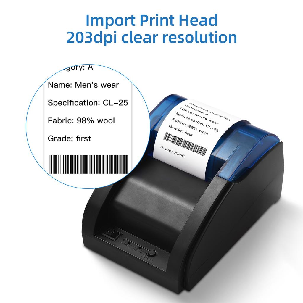 58mm Desktop Receipt Printer POS Printer Direct Thermal Printing Compatible with Android/iOS/Windows Support ESC/POS for Shippin