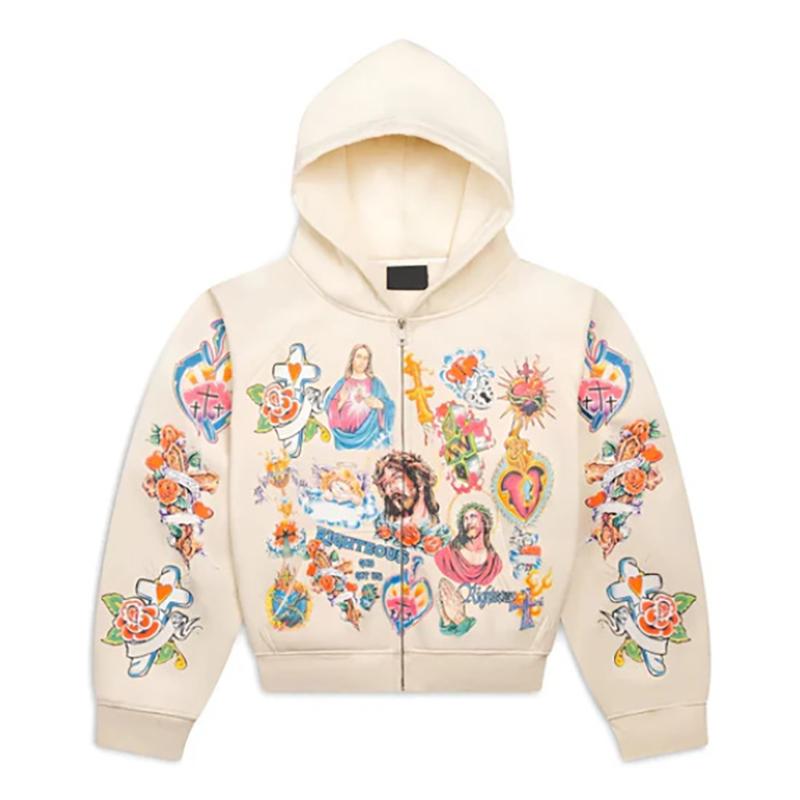 2025 American Retro Gothic Rock Letter 3D Printed Sweater Harajuku Style Hooded Loose Versatile Sweatshirt Jacket