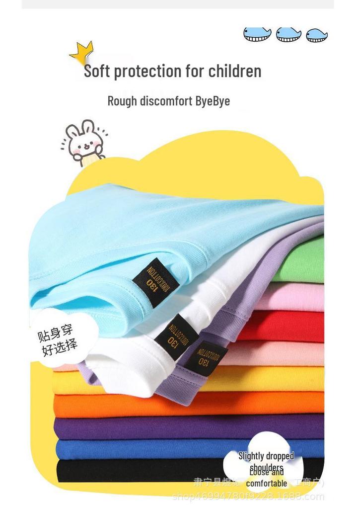 Auf Lager: 200g Reines Baumwoll-Kinder-T-Shirt — Unisex, Rundhals, Ideal für Babys, Kindergarten, Schuluniformen und Event-Shirts