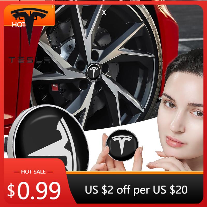 Car Sticker Tesla For Tesla Model 3 Y S X Personalized Accessories 4Pcs 56mm 60mm Auto Wheel Center Hub Tyre Caps Rim Cover Stic