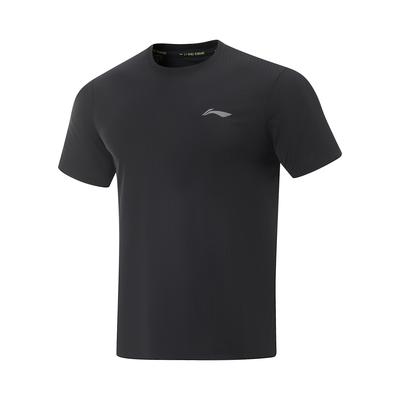 Li Ning Løpeserie Casual Minimalistisk Sportspullover Rund Hals Ensfarget Kortermet T-skjorte Herre Topper Svart ATSV471-1