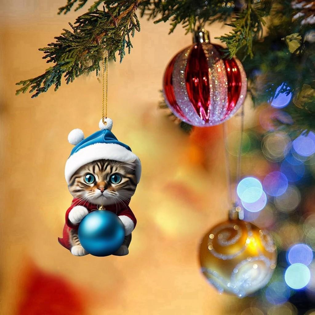 Cartoon Gift Cute With Cat Pattern Acrylic Pendant For Decoration Christmas