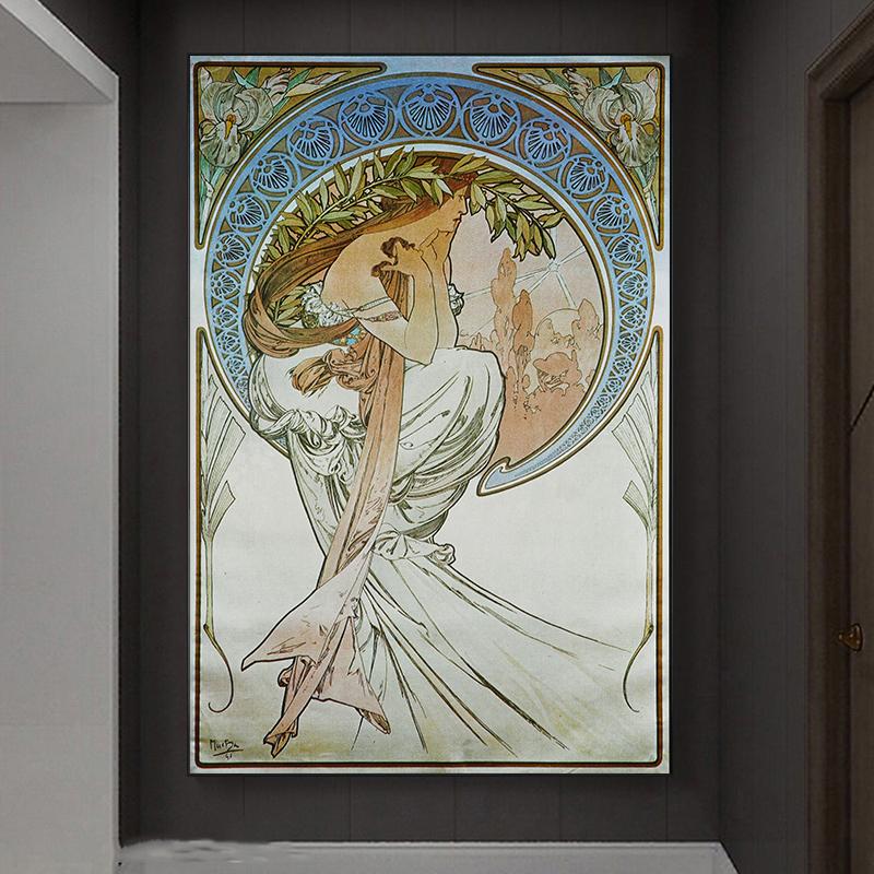 Alphonse Mucha Elegant Women's Oil Painting Wall Art Posters and Printmaking Art Oil Painting Living Room