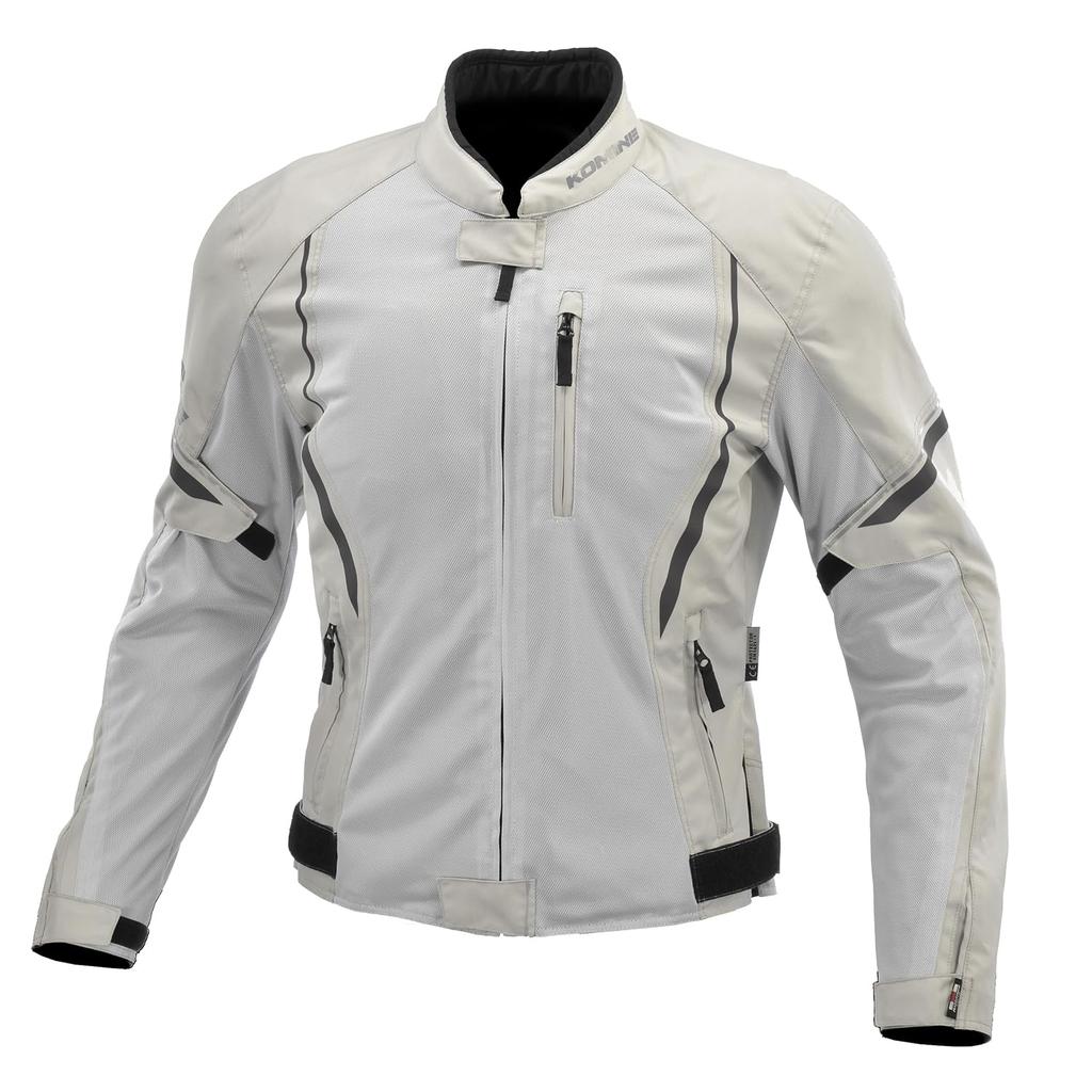 KOMINE JK-1463 Protective Half Mesh Jacket for Motorcycles, 07-1463, Men's, Light Gray, Black, XL