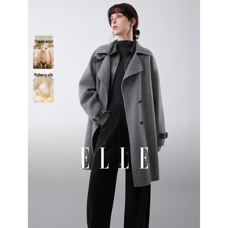 ELLE Women s Wool Blend Double-faced Coat L