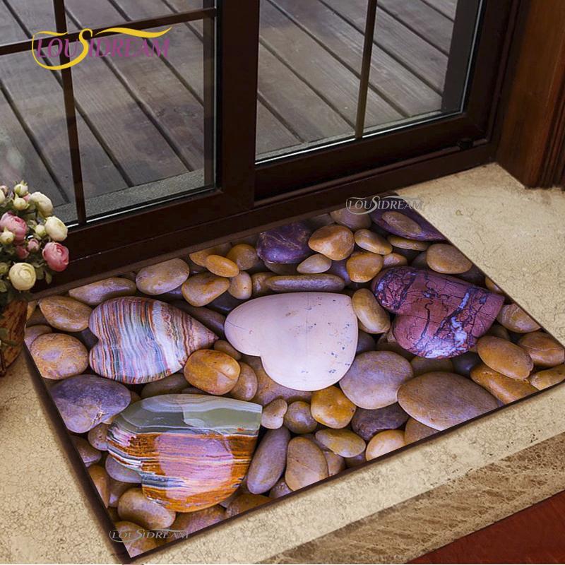 3D Cobblestone Welcome Entrance Doormats Cartoon Carpets Rugs For Home Bath Living Room Floor Stair Kitchen Hallway Non-Slip Mat