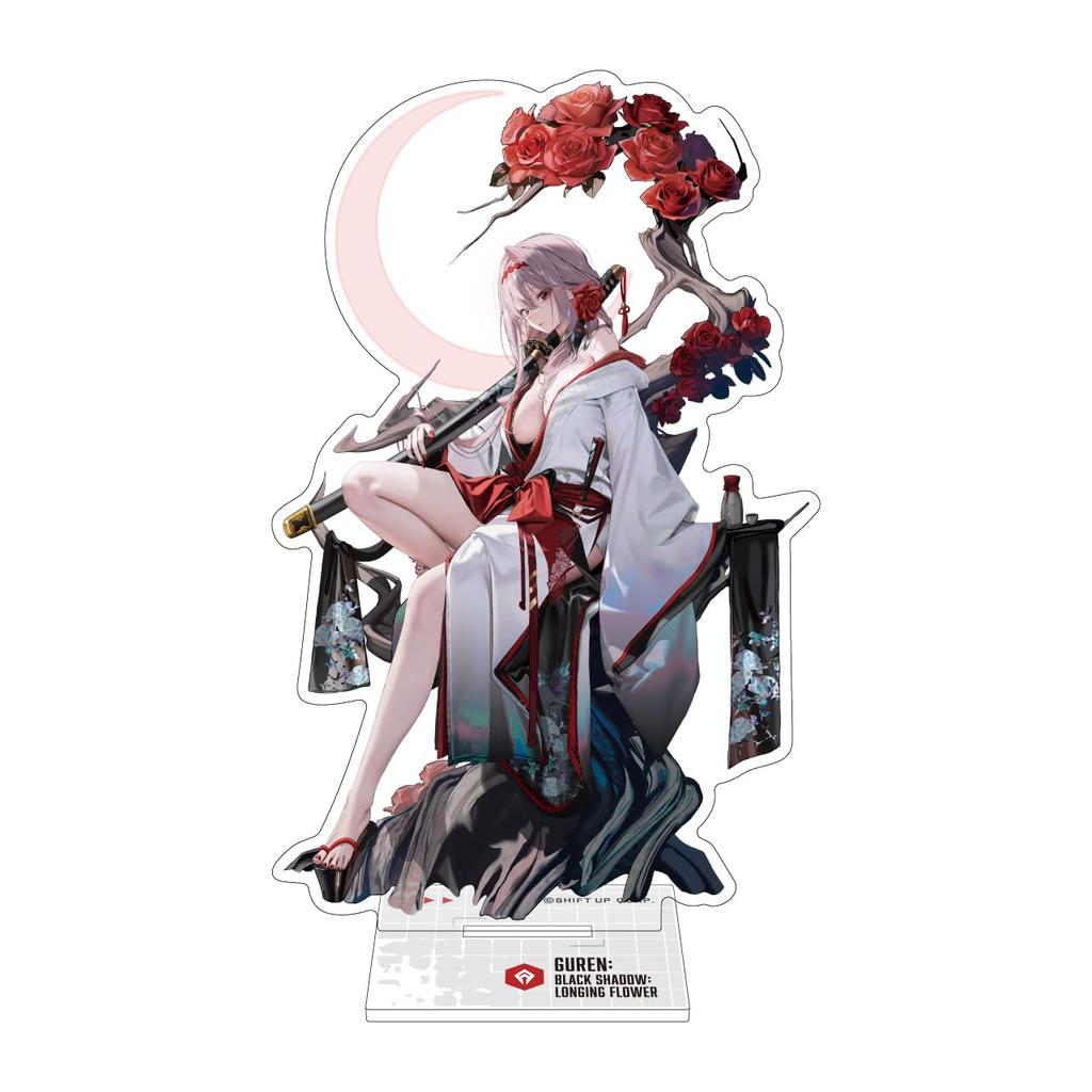 Algernon Products Goddess of Victory: NIKKE Acrylic Stand, Red Lotus: Black Shadow: Longing Flower, Approx. W49-111 x H125mm, Made of Acrylic