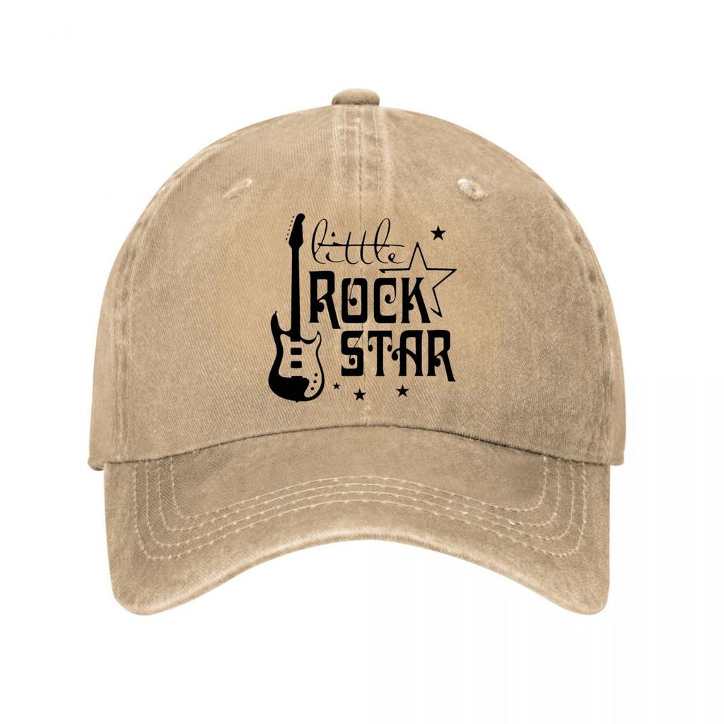 Little Rock Star Guitar Stars Graphic Washed Baseball Cap Outdoor For Womens Unisex FeUnisex