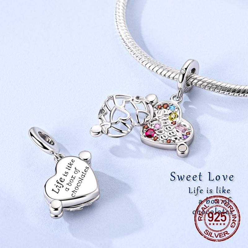 copper Sweet Love Is A Chocolate Box Openable Pendant Charm Compatible With Authentic Charm Bracelets Women Do It Yourself Jewellery Gift
