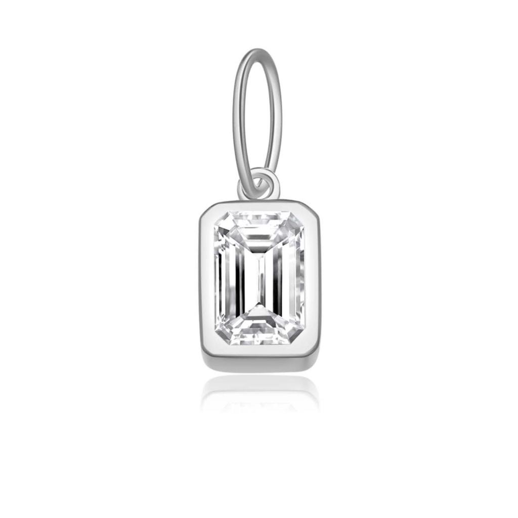 12 Birthstone Colored Zircon Square Pendant Necklace, S925 Sterling Silver, European & American Style