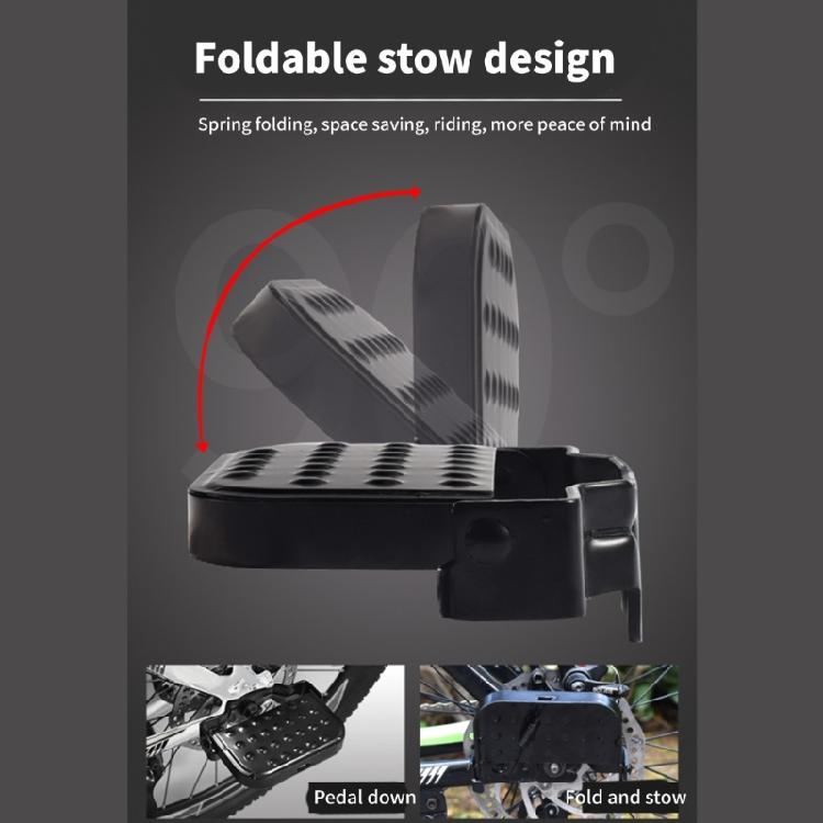 2Pcs Bike Rear Pedals Steel Folding Bike Pegs Non-slip Bicycles Footrests Pedals