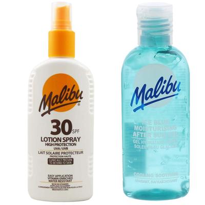 Malibu SPF30 Waterproof Spray 200ml + After Sun Gel 100ml