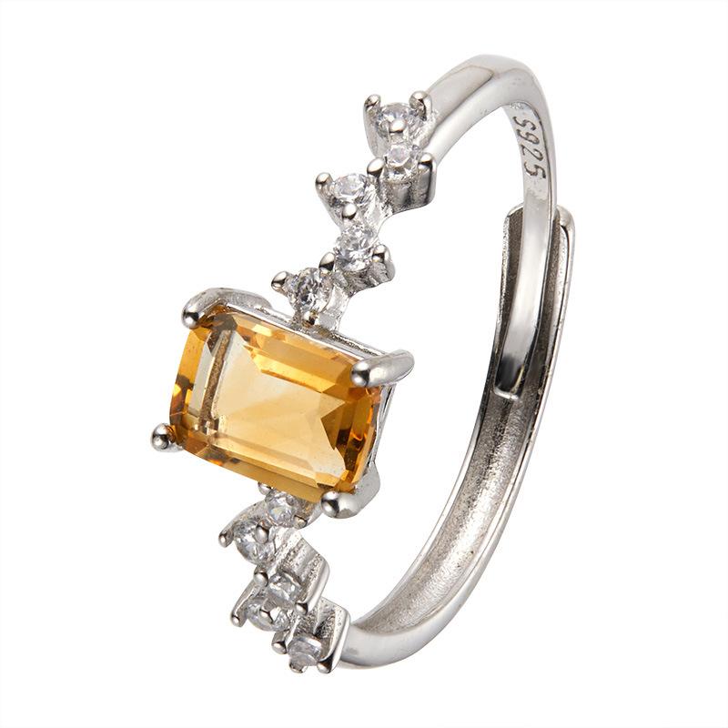 Wind S925 Sterling Silver Natural Colored Treasure Ring, High Sense Temperament, Lucky Niche Design, Light Luxury, High-End