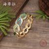 New enamel color hollow water drop elastic bracelet, women's simple and advanced water drop-shaped alloy bracelet