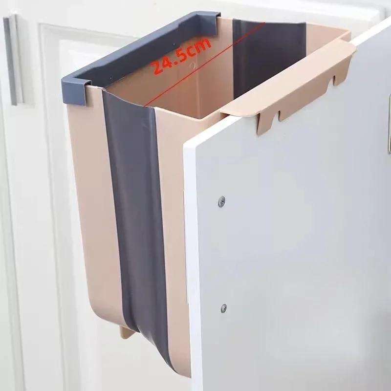 Kitchen Folding Garbage Bin Wall Mounted Garbage Bin Household Waste Paper Basket Folding Car Garbage Bin Kitchen Gadgets