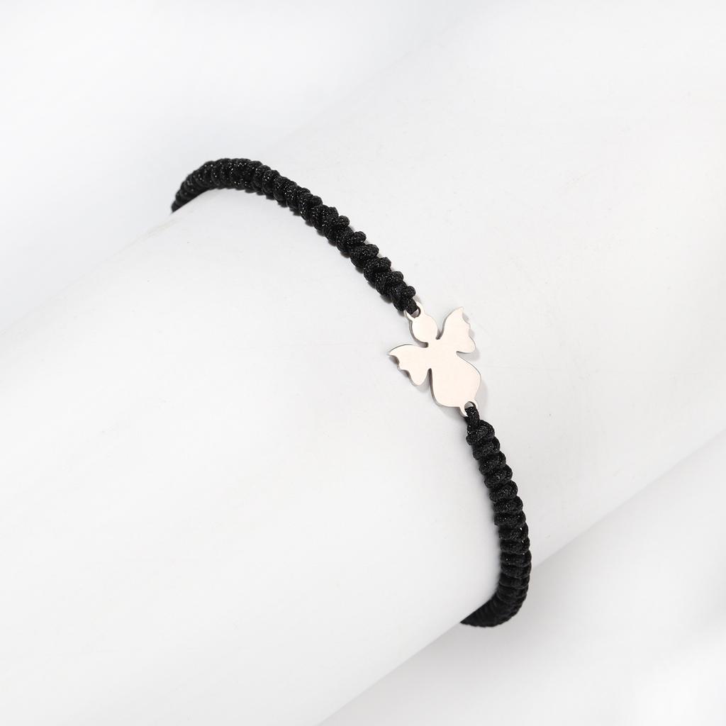 New Stainless Steel Angel Bracelet Handwoven Women's Adjustable Black Red Pink Woven Angel Bracelet
