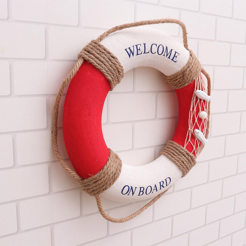 1pc 30Cm Lifebuoy Decoration Mediterranean Style Welcome Sign For Cafe Restaurant Bar Wall Hanging Decor Home Decor Door Sign