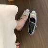 Evening breeze spring and autumn silver new light mouth rhinestone 2025 thick heel Mary Jane high heels commuting French single shoes women