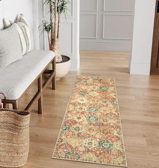 Bohemia Yellow Trellis Hallway Rug Runner Rug Kitchen Hallways Vintage Carpet Bedroom Bathroom Entryway CreamMulti Runners Mats