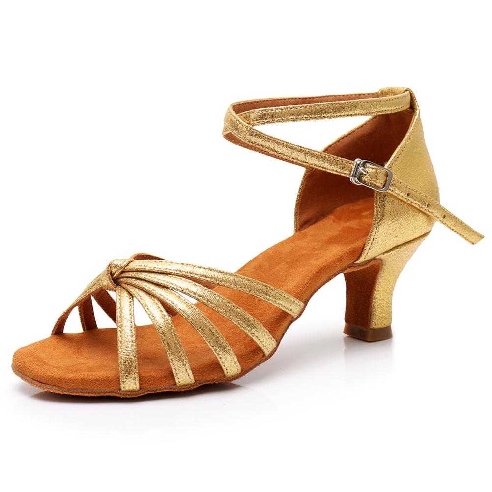 Women Girls Latin Dance Shoes Soft Soled Ladies Salsa Tango Ballroom Dancing Shoes Middle Heel 5CM Indoor