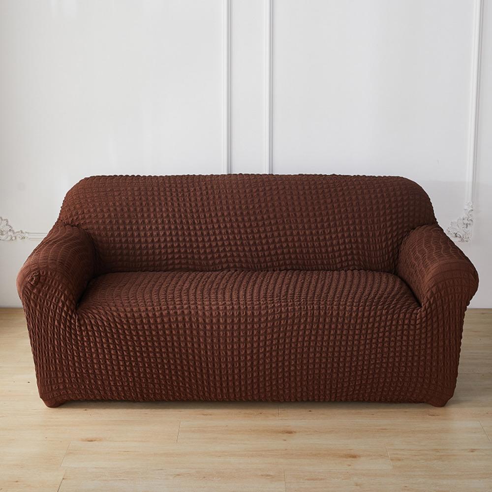 Seersucker Sofa Cover Full Protection Single Double Seat Cushion Pure Color Minimalist Design