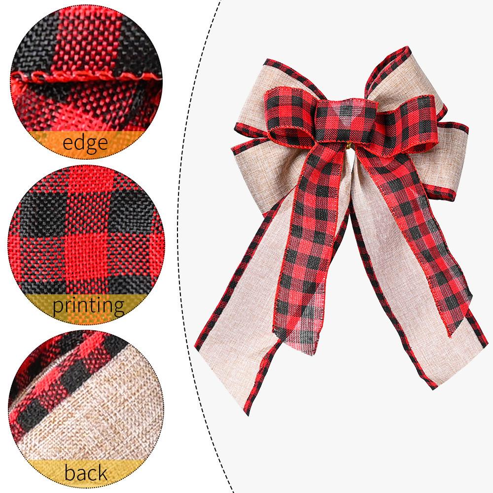 Charming Christmas Decor Bow Featuring Distinctive Plaid Edges For Trees
