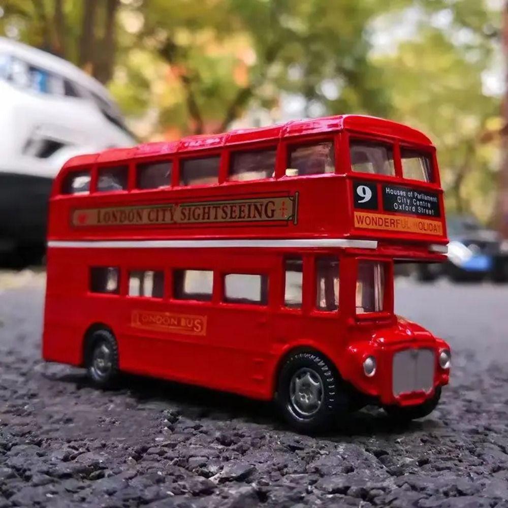British Europe Bus Car Model Double Decker Pull Back Vehicle Travel Bus Model  Children Gift