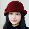 Autumn and Winter New Wool Basin Hat Women's French Retro Bow Top Hat Showing a Small Face Woolen Bucket Hat Versatile