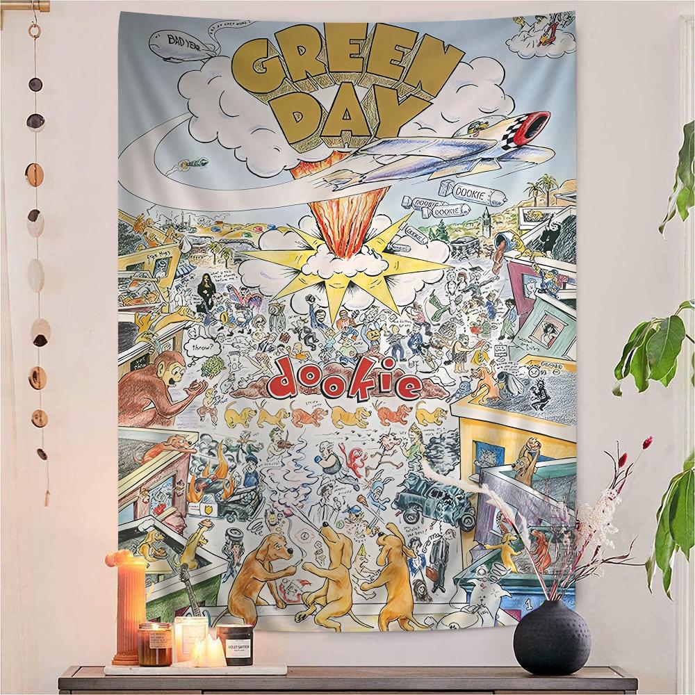 Rock Band Green Day Cartoon Tapestry Home Decoration hippie bohemian decoration divination Home Decor