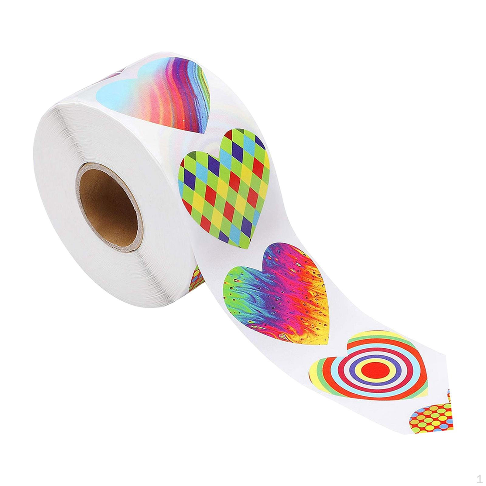 500 Pcs Heart Stickers Roll Labels Multicolored Shaped for Valentine s Day 1 Inch