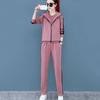 3 Pcs/Set Women Coat Top Pants Set Color Matching Soft Thick Hooded Long Sleeves Zipper Elastic Cuff Lady