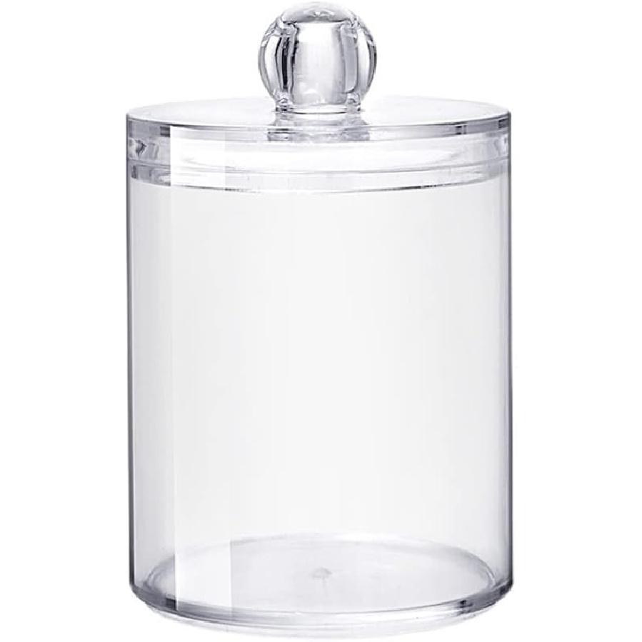 Sizikato Clear Acrylic Q-Tip Holder Bathroom Cotton Swab Dispenser. Round-1pcs