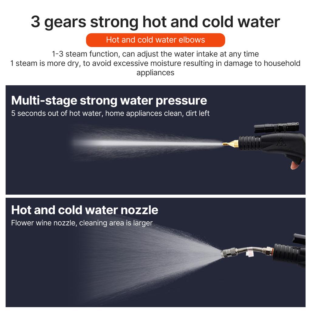 Pressurized Steam Cleaner Heavy Duty Portable with Voice Broadcast 3 Gears Adjustable Cold Hot Water Steam with Mini Flashlight