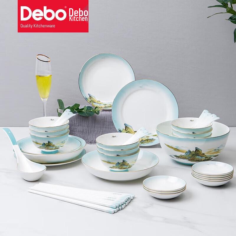 Debo Green Serenity 32-Piece Ceramic Dinnerware Set