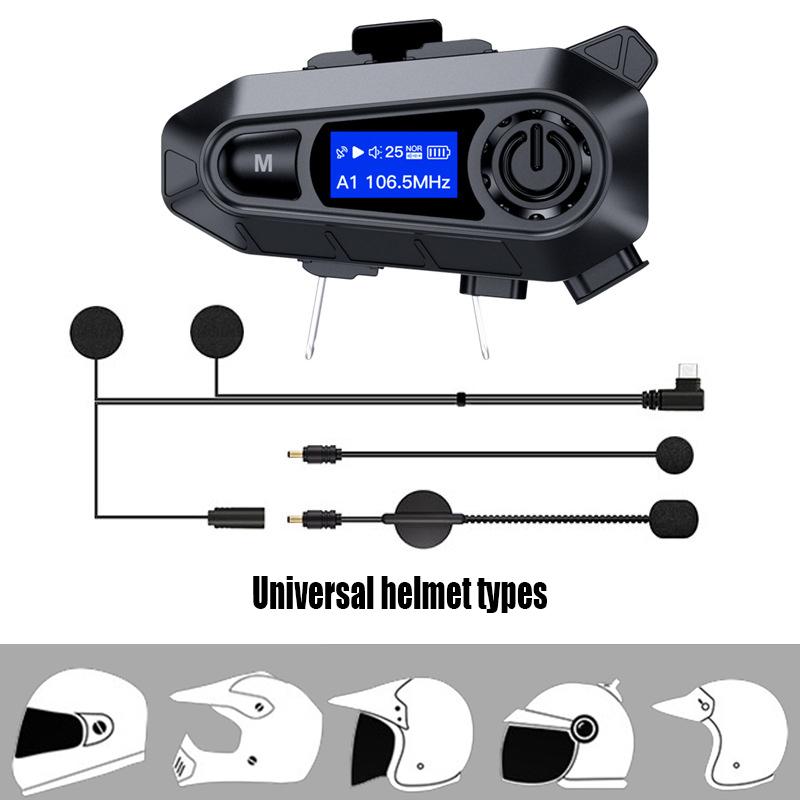 

A1 Мотоциклетний шолом Bluetooth-гарнітура Бездротовий РК-дисплей Hands-Free Calling Music Headset Ip67 Waterproof Cycling Call