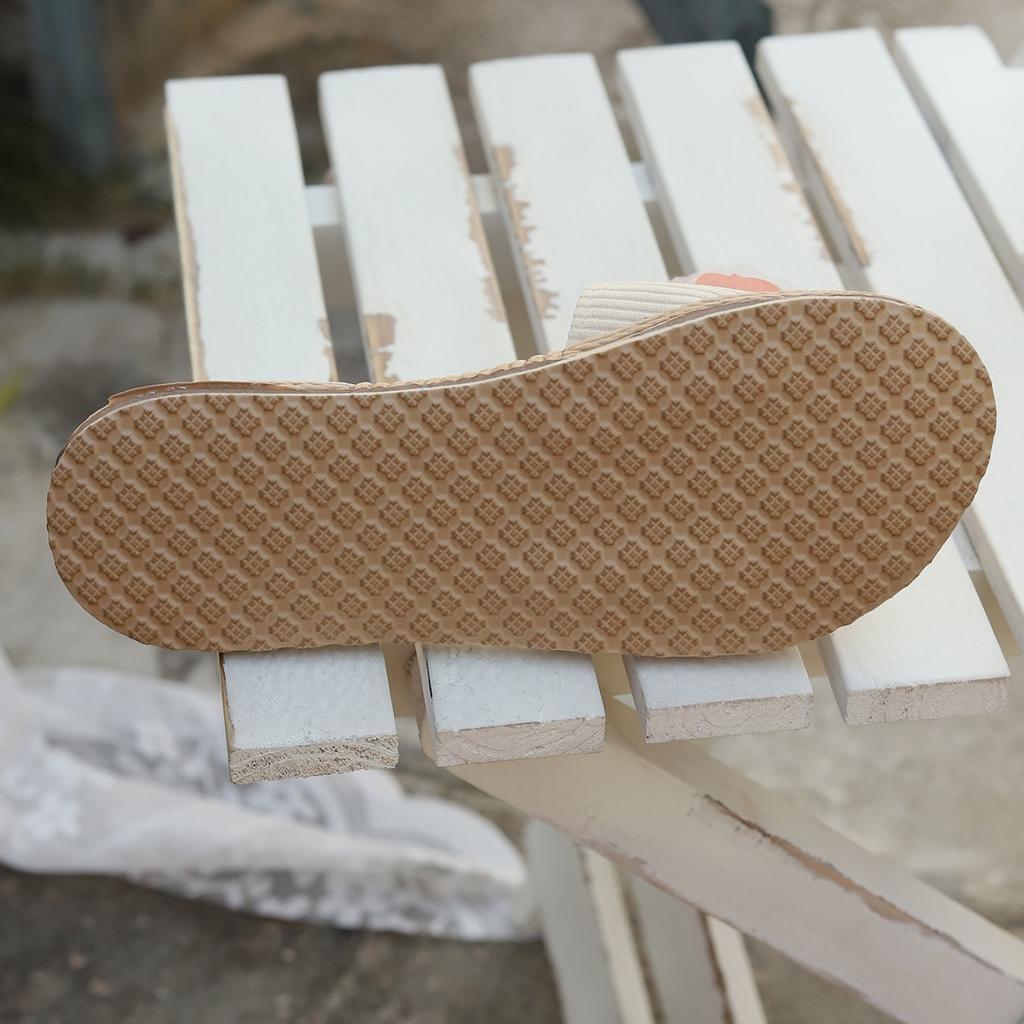 Sandale noi cu flori, papuci de casă făcuți manual, ușori și confortabili, cu talpă plată, tip bandă, roz aprins cu floare