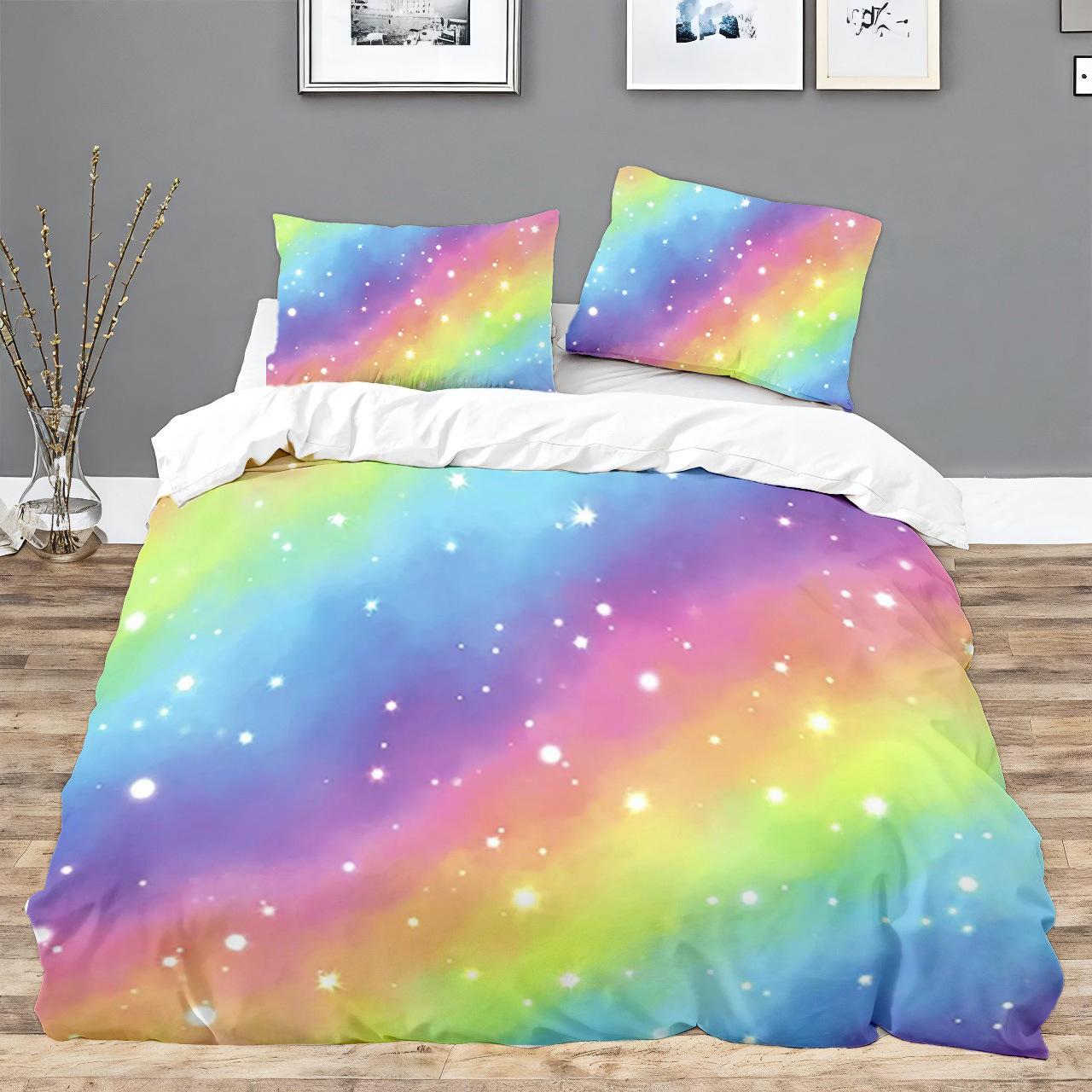 Súprava na 3D digitálnu tlač s postupnou zmenou farby Bed Rainbow, trojdielna 228 * 228Cm 50 * 80cm * 2 three-piece set