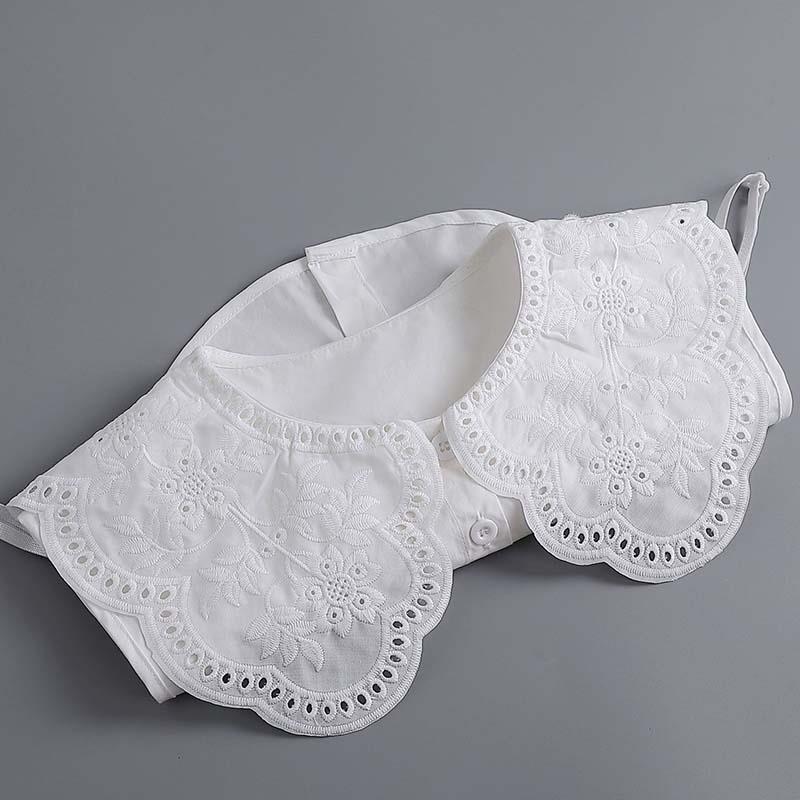 Perfect Match Embroidery Fake Collar Women Lace Detachable Lapel Collar Shirt Top Tie White Ruffles False Collar Woman Removable False Blouse