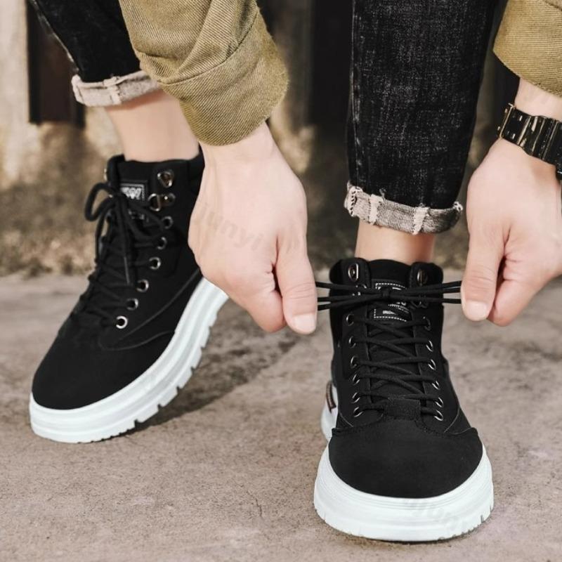 Moda 2025 Jesień Niszowy Design Męski Trend Mody Gruba Podeszwa Buty High Top Wszechstronne Wygodne Antypoślizgowe Casualowe Krótkie Buty Chunky