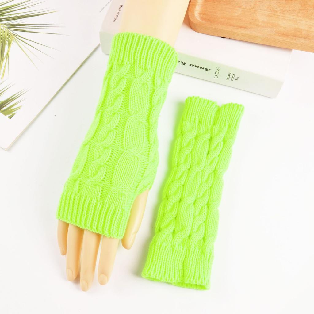 Women's Korean Style Winter Warm Knitted Gloves Couple's Fashion Cycling Fingerless Gloves