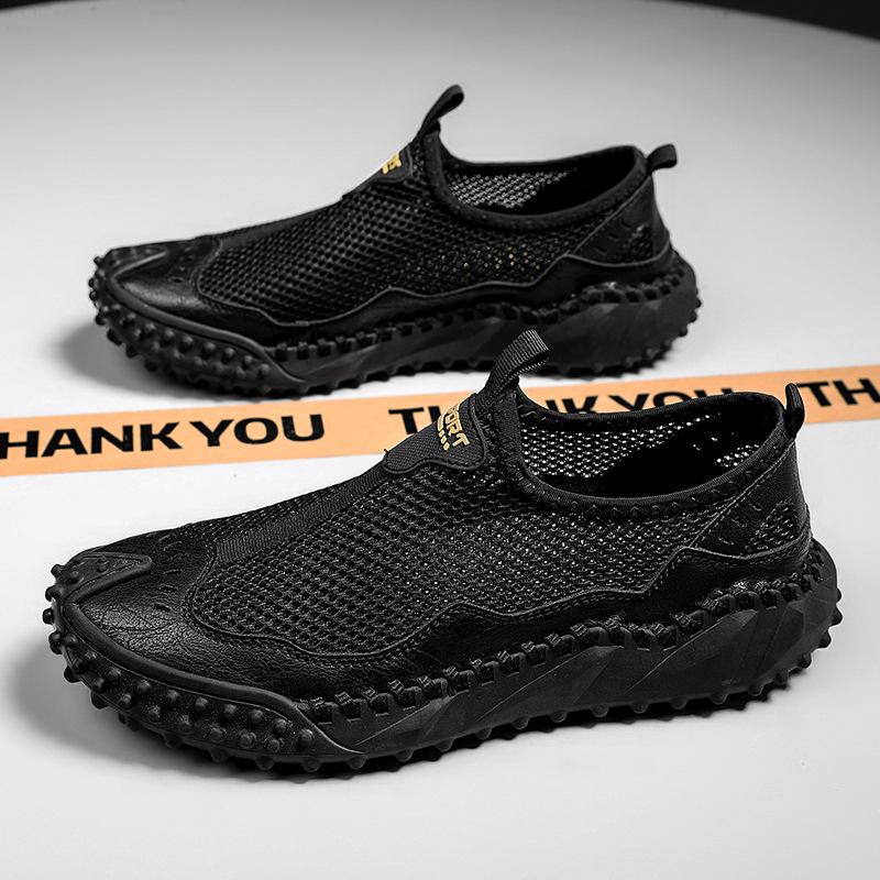

Amazon summer large size hand-stitched foot cover casual shoes men s breathable and versatile never degummed mesh shoes 38 чорний